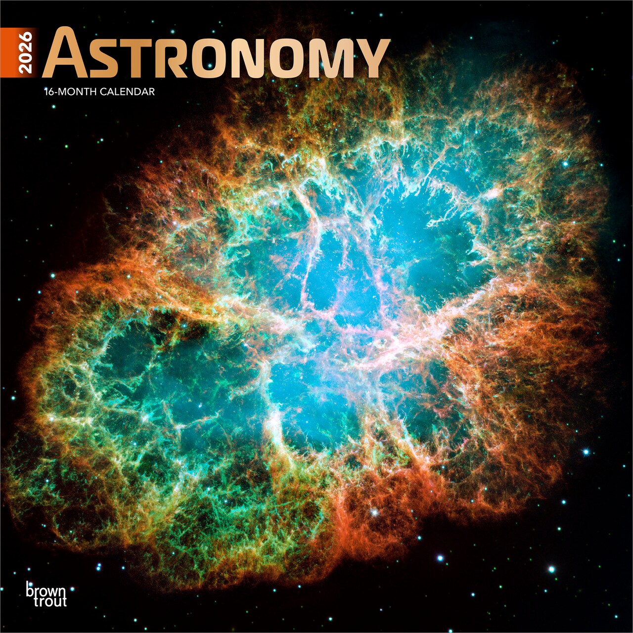 Astronomy | 2026 12 x 24 Inch (Hanging) Monthly Square Wall Calendar | Foil Stamped Cover | Plastic-Free